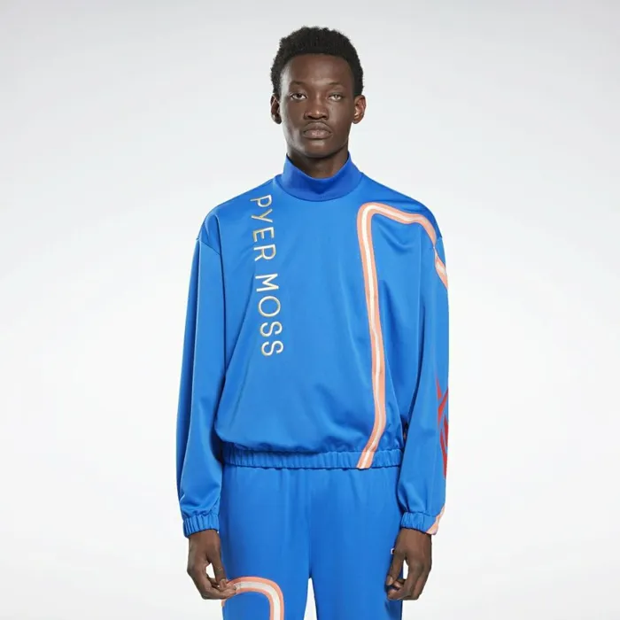 TShirts and Graphic Tees MensWomens Reebok By Pyer Moss Mock Neck Track Shirt Vital Blue TShirts and Graphic Tees MensWomens Reebok By Pyer Moss Mock Neck Track Shirt Vital Blue