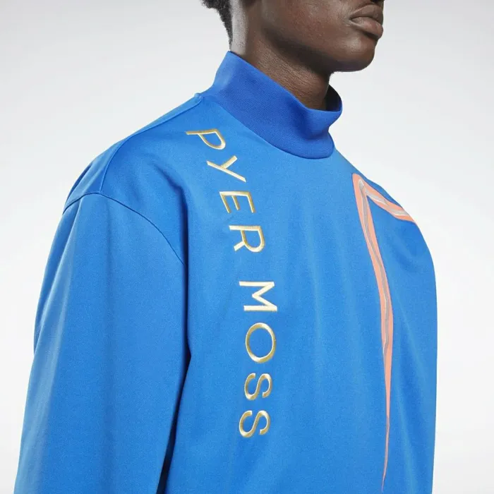 TShirts and Graphic Tees MensWomens Reebok By Pyer Moss Mock Neck Track Shirt Vital Blue