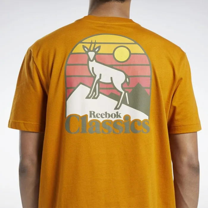 TShirts and Graphic Tees MensWomens Reebok Classics Camping Graphic TShirt Radiant Ochre