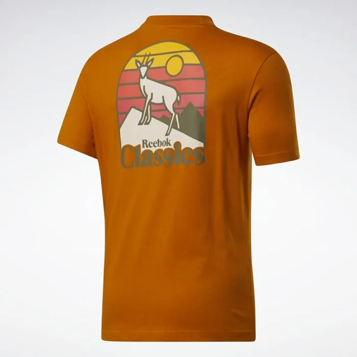 TShirts and Graphic Tees MensWomens Reebok Classics Camping Graphic TShirt Radiant Ochre