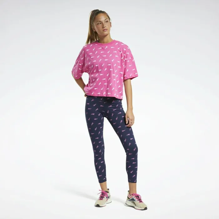 TShirts and Graphic Tees Womens Reebok Allover Vector Tee Proud Pink Ctn