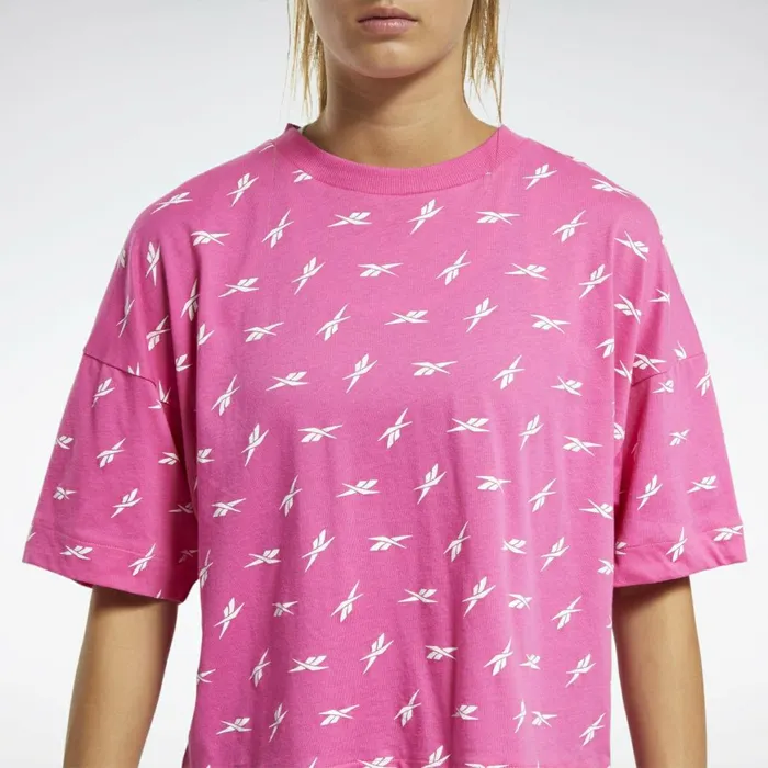TShirts and Graphic Tees Womens Reebok Allover Vector Tee Proud Pink Ctn
