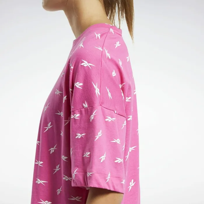 TShirts and Graphic Tees Womens Reebok Allover Vector Tee Proud Pink Ctn