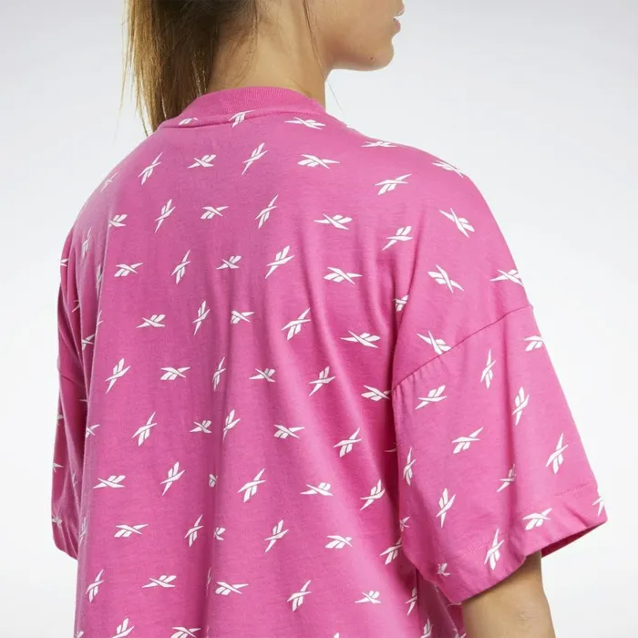 TShirts and Graphic Tees Womens Reebok Allover Vector Tee Proud Pink Ctn