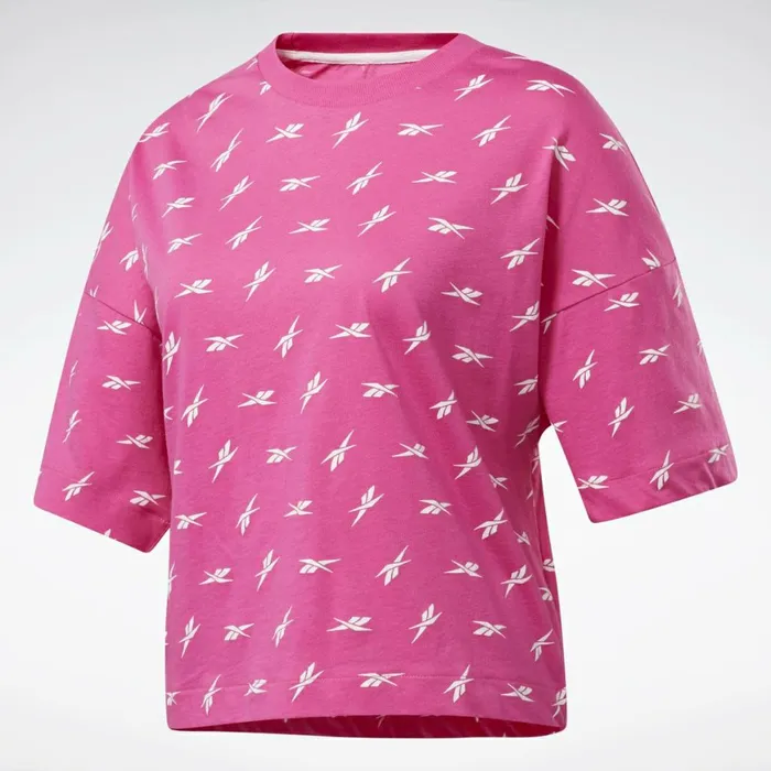 TShirts and Graphic Tees Womens Reebok Allover Vector Tee Proud Pink Ctn