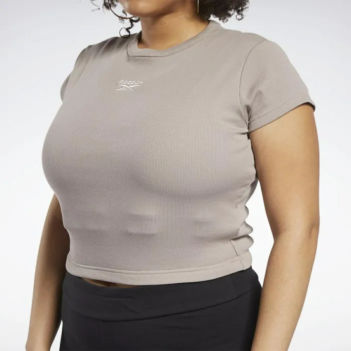 TShirts and Graphic Tees Womens Reebok Classics Ribbed TShirt Plus Size Boulder Grey