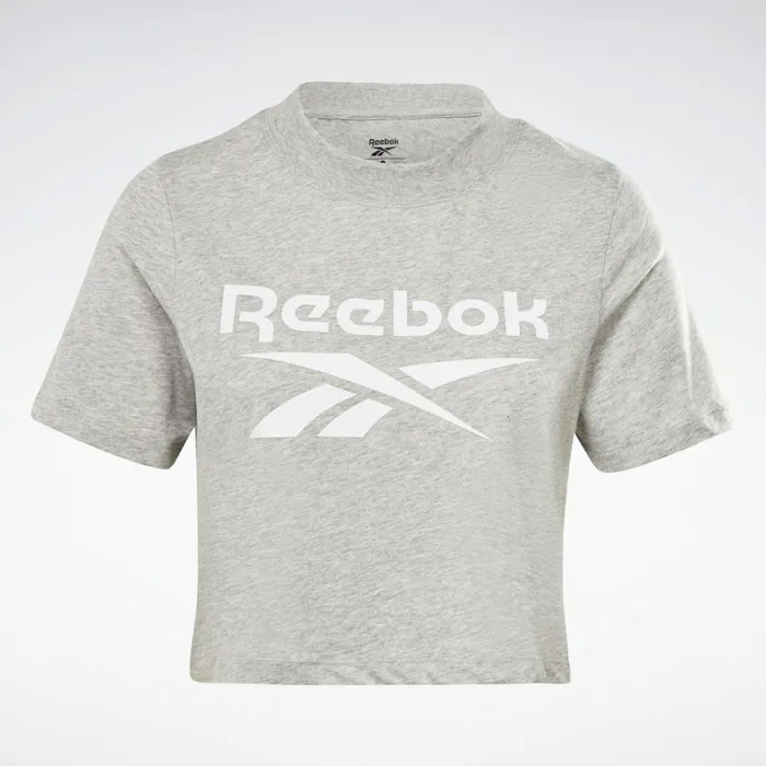TShirts and Graphic Tees Womens Reebok Identity Cropped TShirt Medium Grey Heather White