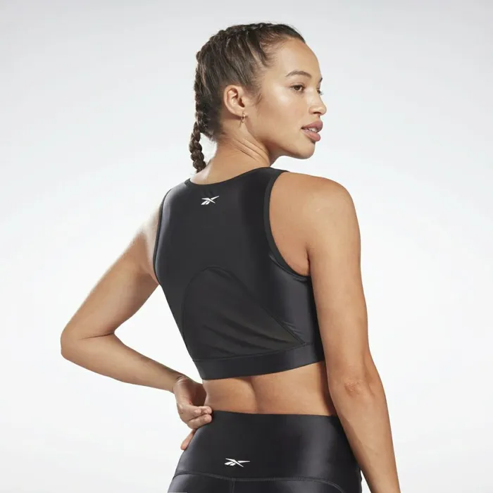 TShirts and Graphic Tees Womens Reebok Shiny Performance Crop Top Black