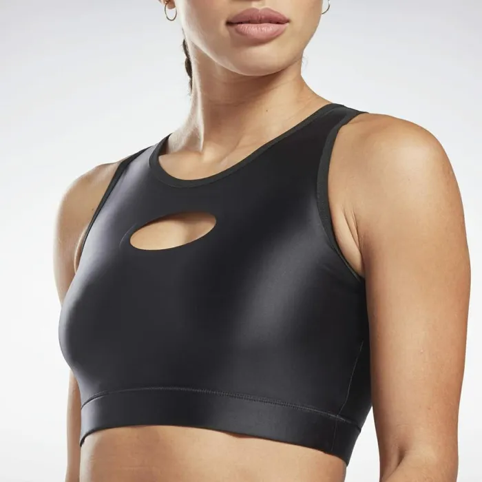 TShirts and Graphic Tees Womens Reebok Shiny Performance Crop Top Black