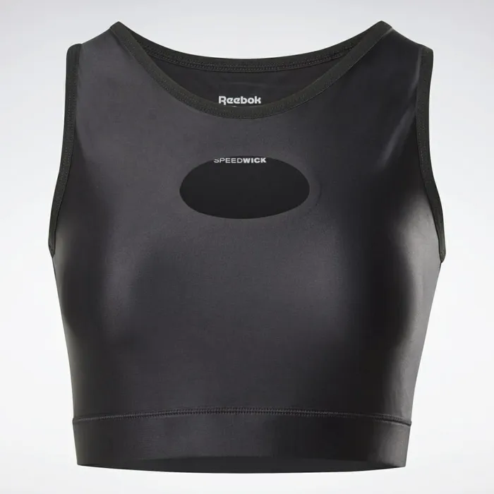 TShirts and Graphic Tees Womens Reebok Shiny Performance Crop Top Black