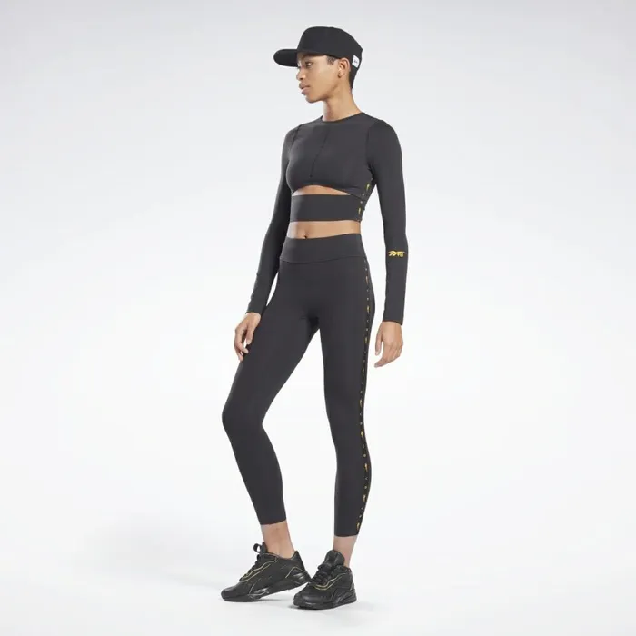 TShirts and Graphic Tees Womens Reebok VB Logo Long Sleeve Crop Top Black