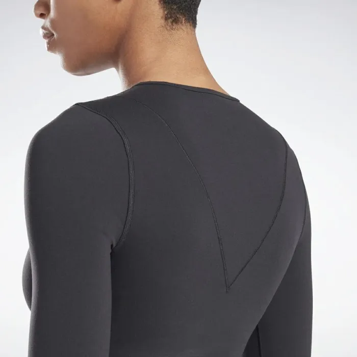 TShirts and Graphic Tees Womens Reebok VB Logo Long Sleeve Crop Top Black