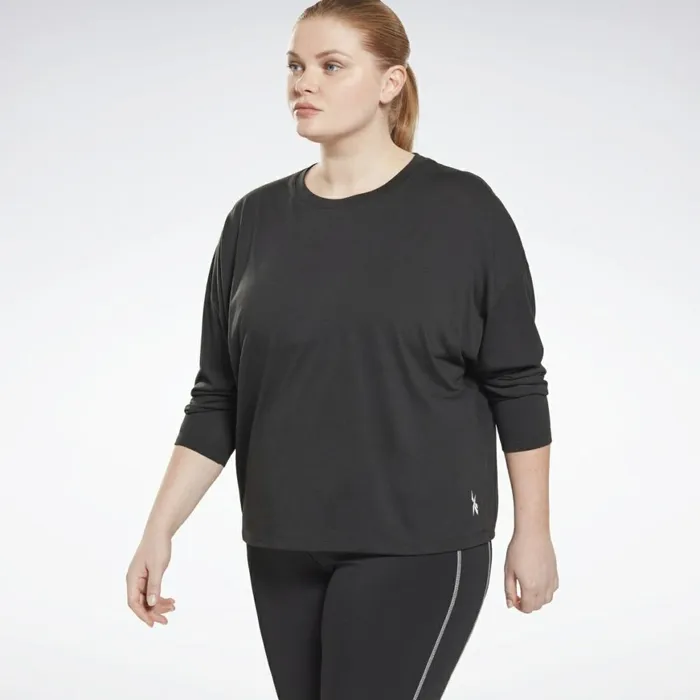 TShirts and Graphic Tees Womens Reebok Workout Ready Supremium Long Sleeve TShirt Plus Size Black TShirts and Graphic Tees Womens Reebok Workout Ready Supremium Long Sleeve TShirt Plus Size Black