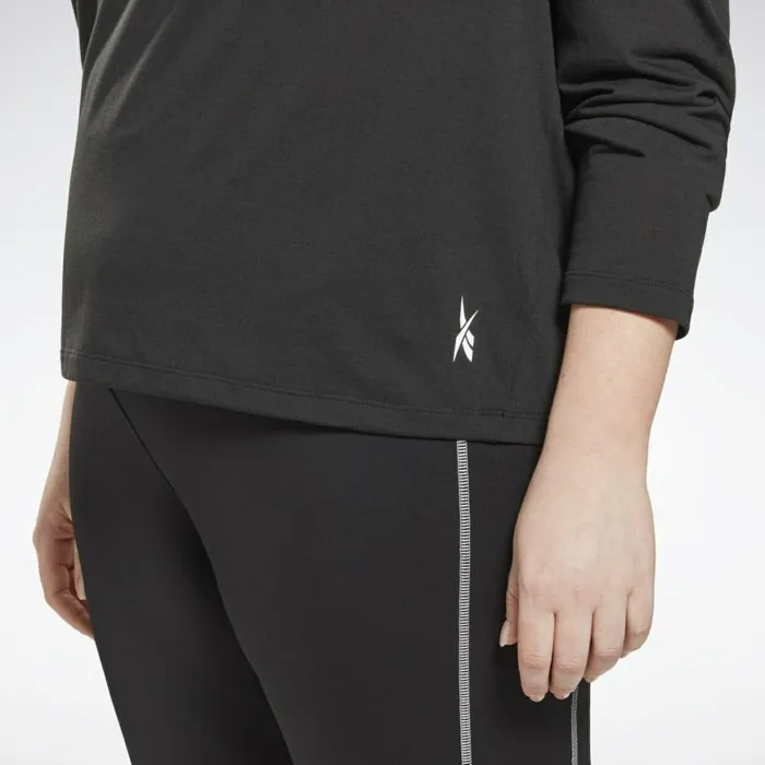 TShirts and Graphic Tees Womens Reebok Workout Ready Supremium Long Sleeve TShirt Plus Size Black