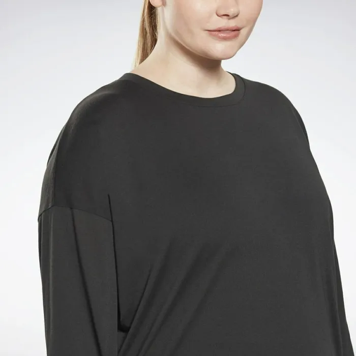 TShirts and Graphic Tees Womens Reebok Workout Ready Supremium Long Sleeve TShirt Plus Size Black