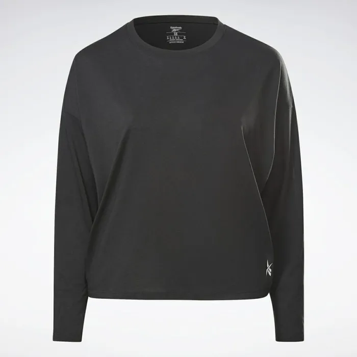 TShirts and Graphic Tees Womens Reebok Workout Ready Supremium Long Sleeve TShirt Plus Size Black