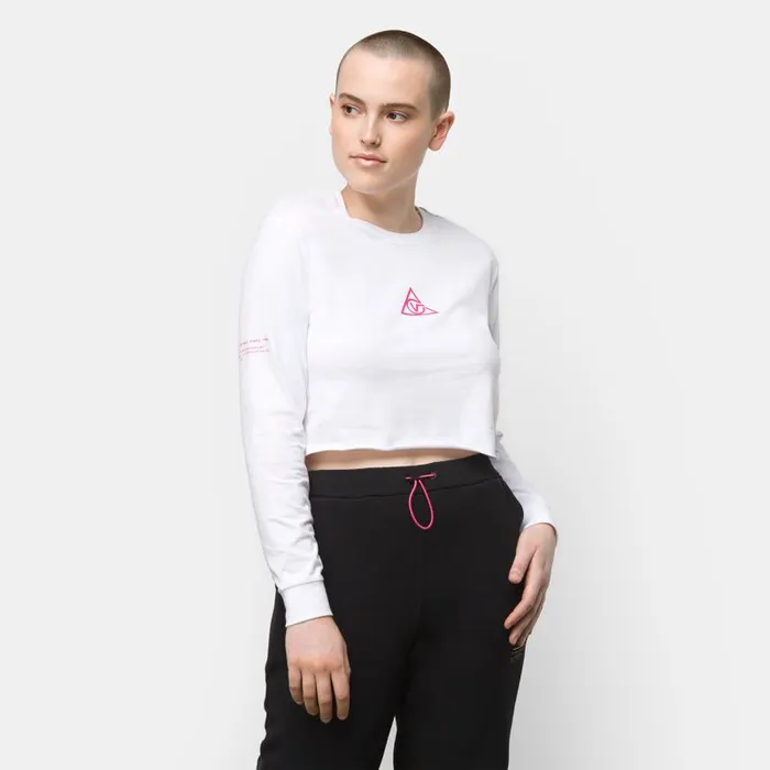 TShirts and Tanks Women Vans 66 Supply Tri Long Sleeve Boyfriend Crop Tee White TShirts and Tanks Women Vans 66 Supply Tri Long Sleeve Boyfriend Crop Tee White