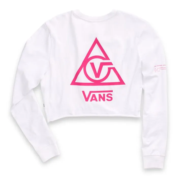 TShirts and Tanks Women Vans 66 Supply Tri Long Sleeve Boyfriend Crop Tee White TShirts and Tanks Women Vans 66 Supply Tri Long Sleeve Boyfriend Crop Tee White