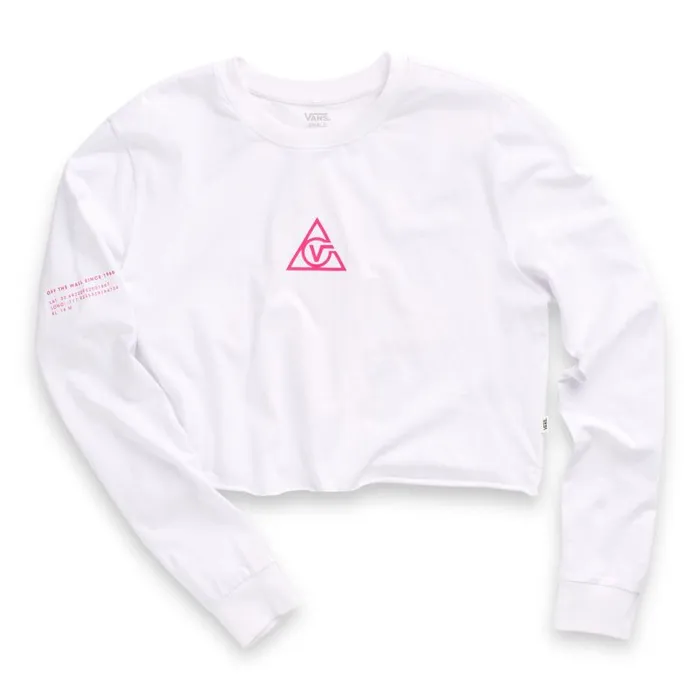 TShirts and Tanks Women Vans 66 Supply Tri Long Sleeve Boyfriend Crop Tee White TShirts and Tanks Women Vans 66 Supply Tri Long Sleeve Boyfriend Crop Tee White