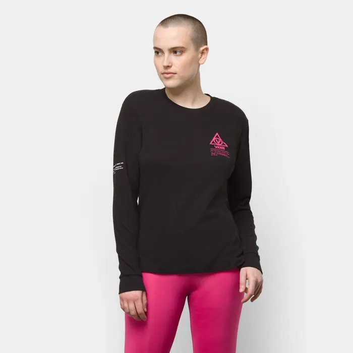 TShirts and Tanks Women Vans 66 Supply Tri Long Sleeve Boyfriend Tee Black TShirts and Tanks Women Vans 66 Supply Tri Long Sleeve Boyfriend Tee Black