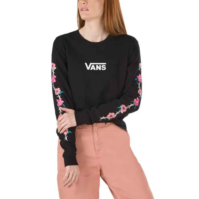 TShirts and Tanks Women Vans Barbeesha Long Sleeve Boyfriend Tee Black