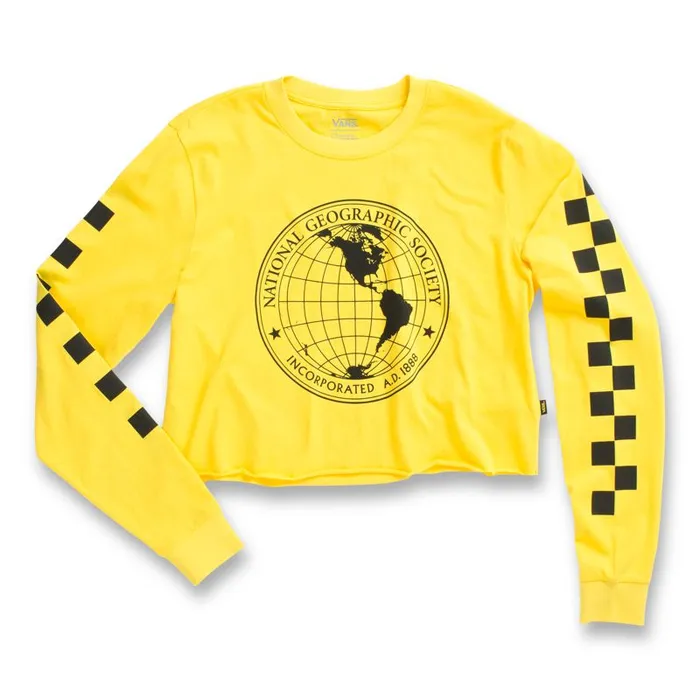 TShirts and Tanks Women Vans National Geographic Long Sleeve Cropped Tee Cyber Yellow TShirts and Tanks Women Vans National Geographic Long Sleeve Cropped Tee Cyber Yellow