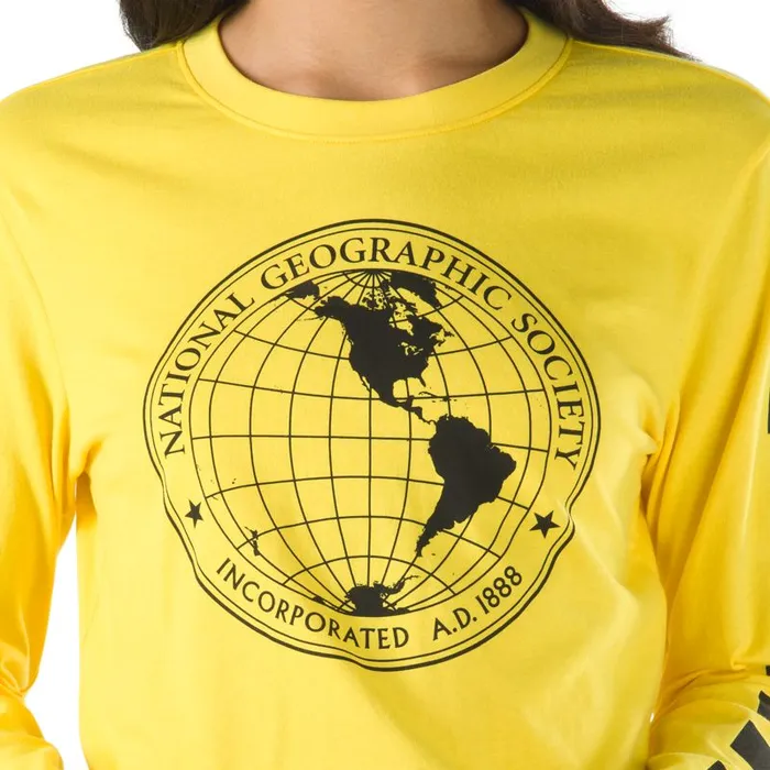 TShirts and Tanks Women Vans National Geographic Long Sleeve Cropped Tee Cyber Yellow