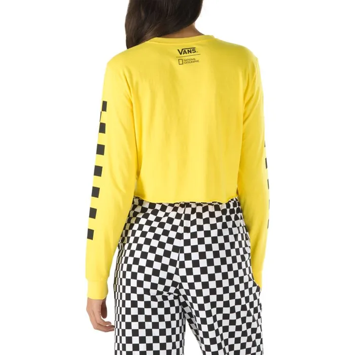 TShirts and Tanks Women Vans National Geographic Long Sleeve Cropped Tee Cyber Yellow