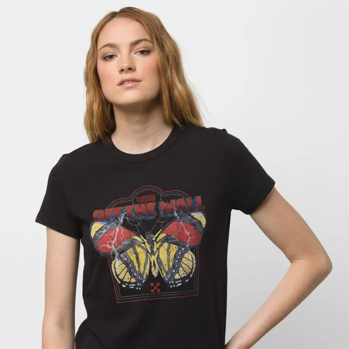 TShirts and Tanks Women Vans Roadie Fly Baby Tee Black
