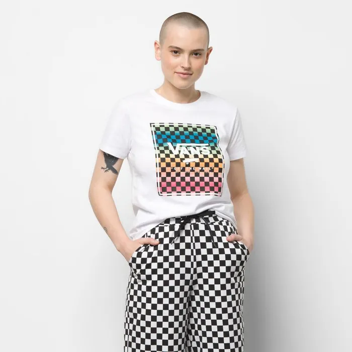 TShirts and Tanks Women Vans Vintage Check Box Tee White