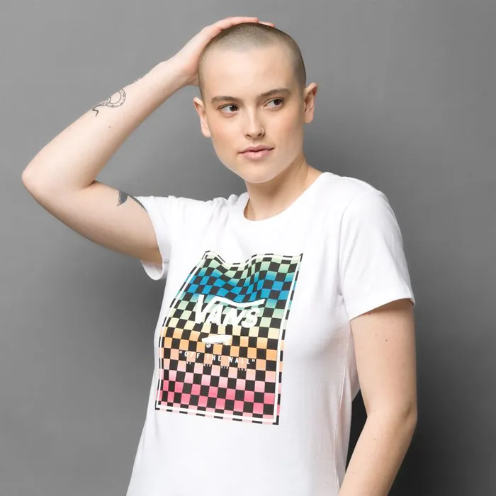 TShirts and Tanks Women Vans Vintage Check Box Tee White TShirts and Tanks Women Vans Vintage Check Box Tee White