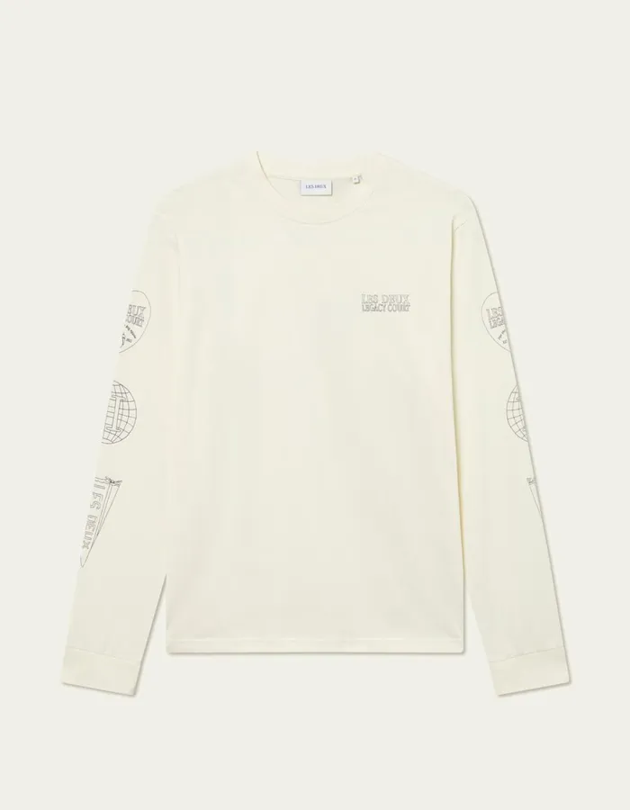 Tshirts Men Les Deux Atlas LS TShirt 8211 Ivory