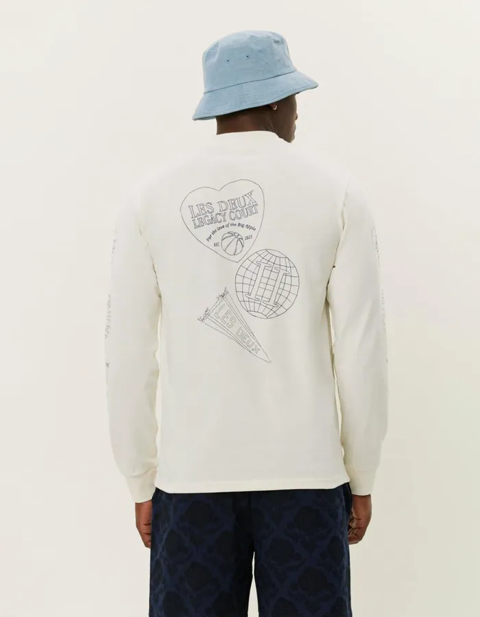Tshirts Men Les Deux Atlas LS TShirt 8211 Ivory