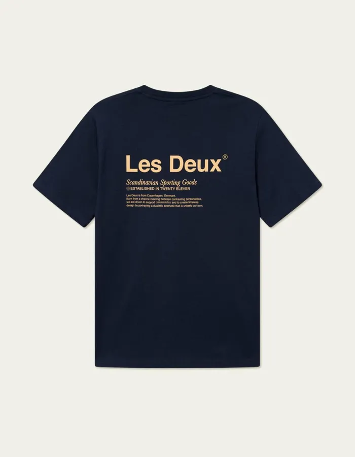Tshirts Men Les Deux Brody TShirt 20 8211 Dark NavyMustard Yellow
