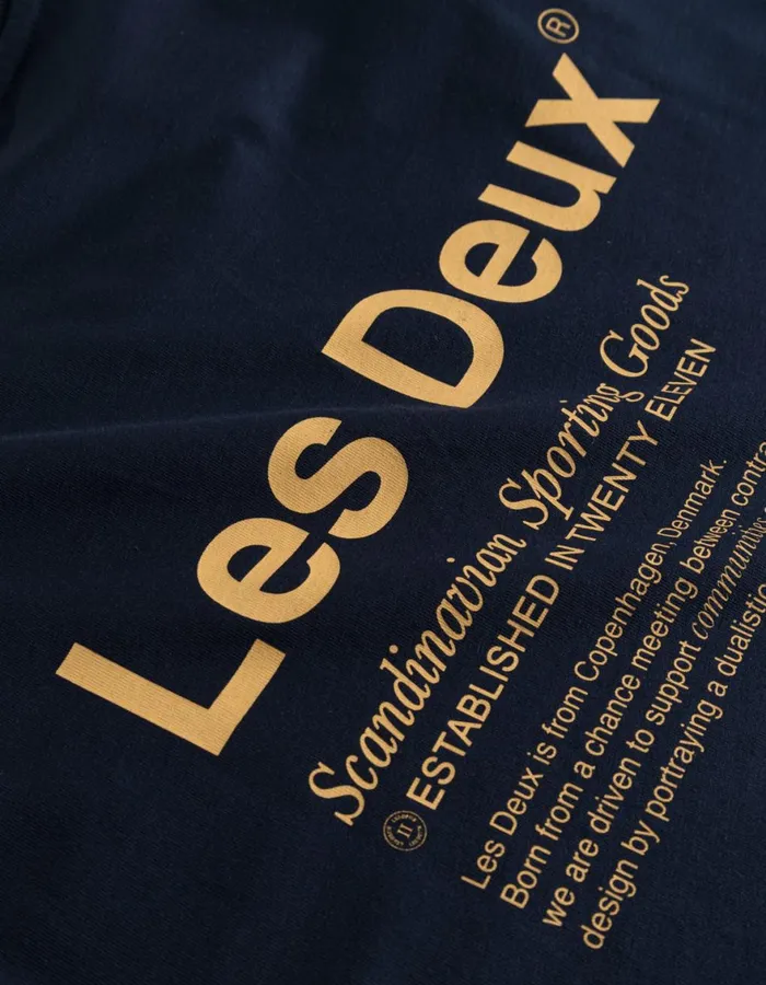 Tshirts Men Les Deux Brody TShirt 20 8211 Dark NavyMustard Yellow