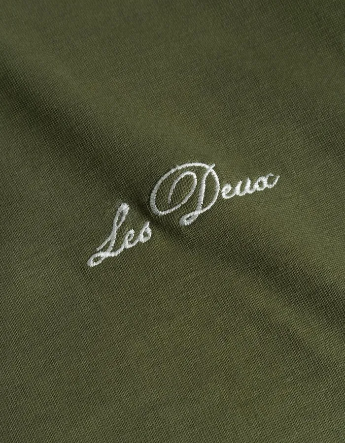 Tshirts Men Les Deux Crew LS TShirt 8211 Chive GreenLight Ivory