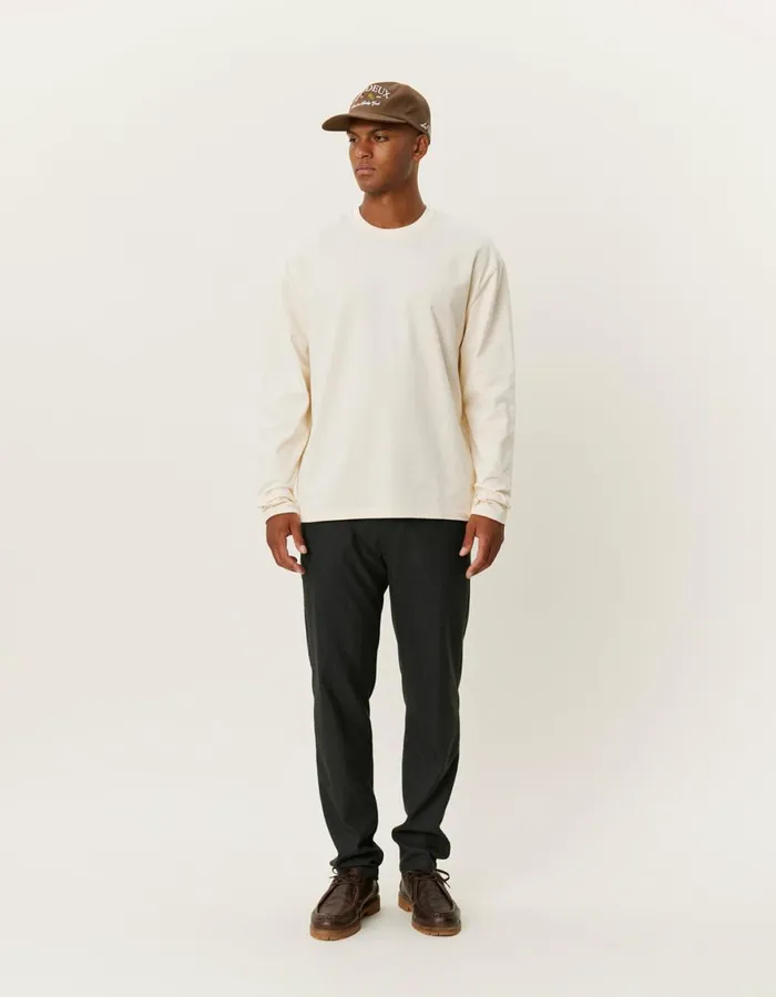 Tshirts Men Les Deux Crew LS TShirt 8211 IvoryLight Ivory