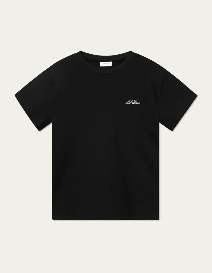 Tshirts Men Les Deux Crew TShirt 8211 BlackLight Ivory