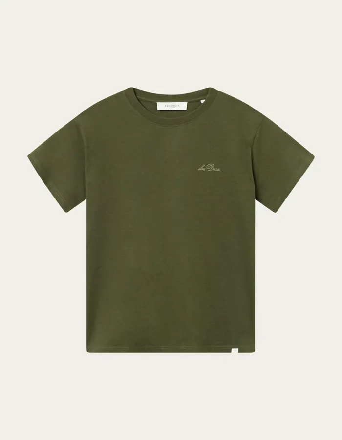 Tshirts Men Les Deux Crew TShirt 8211 Forest GreenSurplus Green