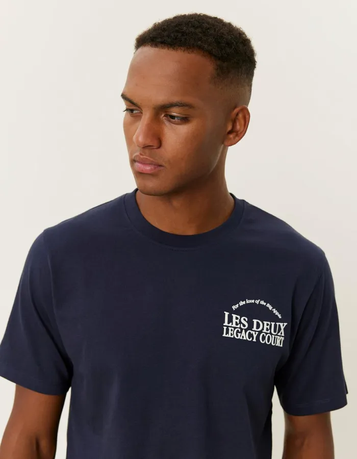 Tshirts Men Les Deux Legacy Court TShirt 8211 Dark Navy