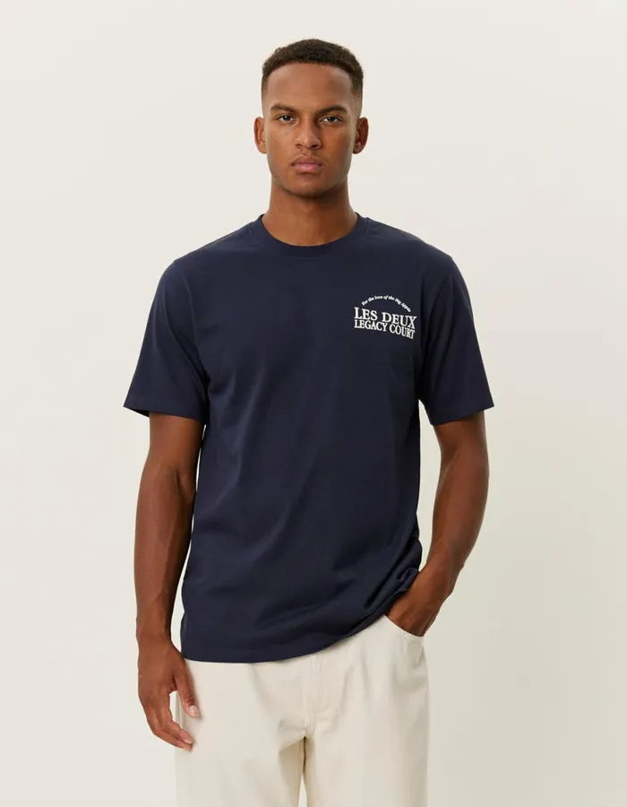 Tshirts Men Les Deux Legacy Court TShirt 8211 Dark Navy
