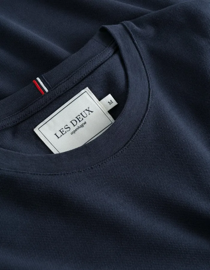 Tshirts Men Les Deux Pique TShirt 8211 Dark Navy