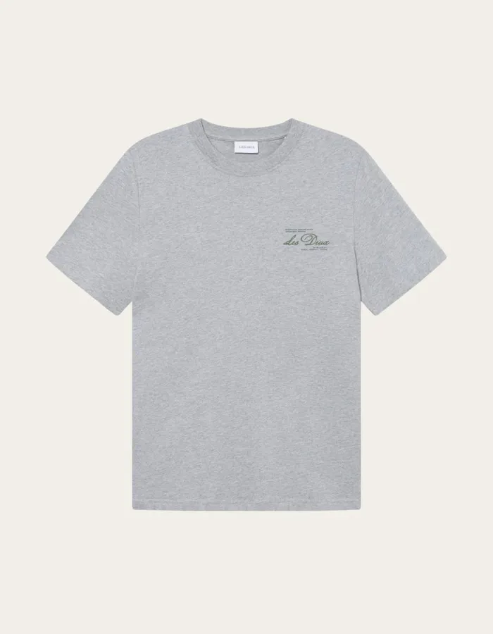 Tshirts Men Les Deux Scandinavian TShirt 8211 Light Grey MelangeChive Green