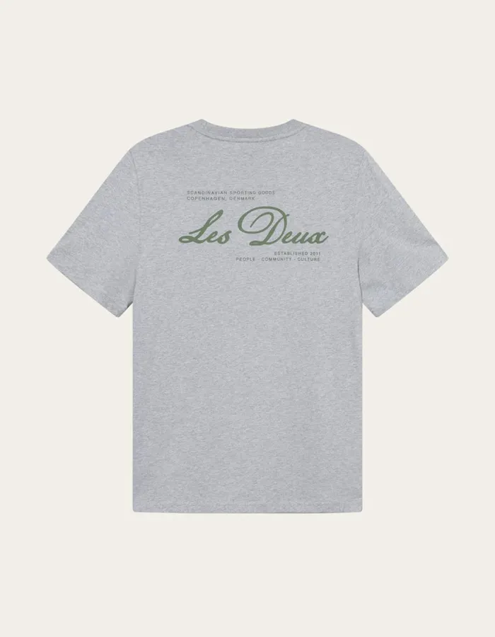 Tshirts Men Les Deux Scandinavian TShirt 8211 Light Grey MelangeChive Green