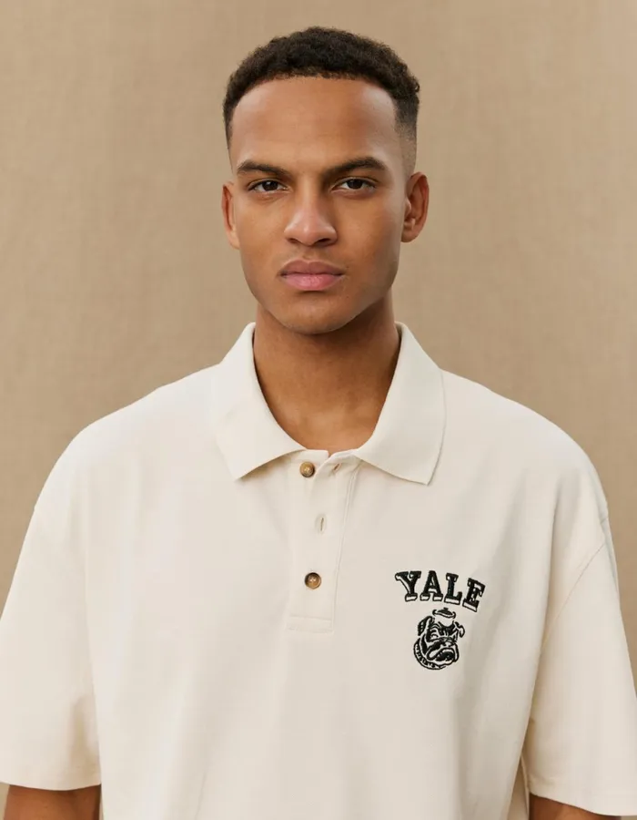 Tshirts Men Les Deux Yale Bulldog Polo SS 8211 IvoryBlack
