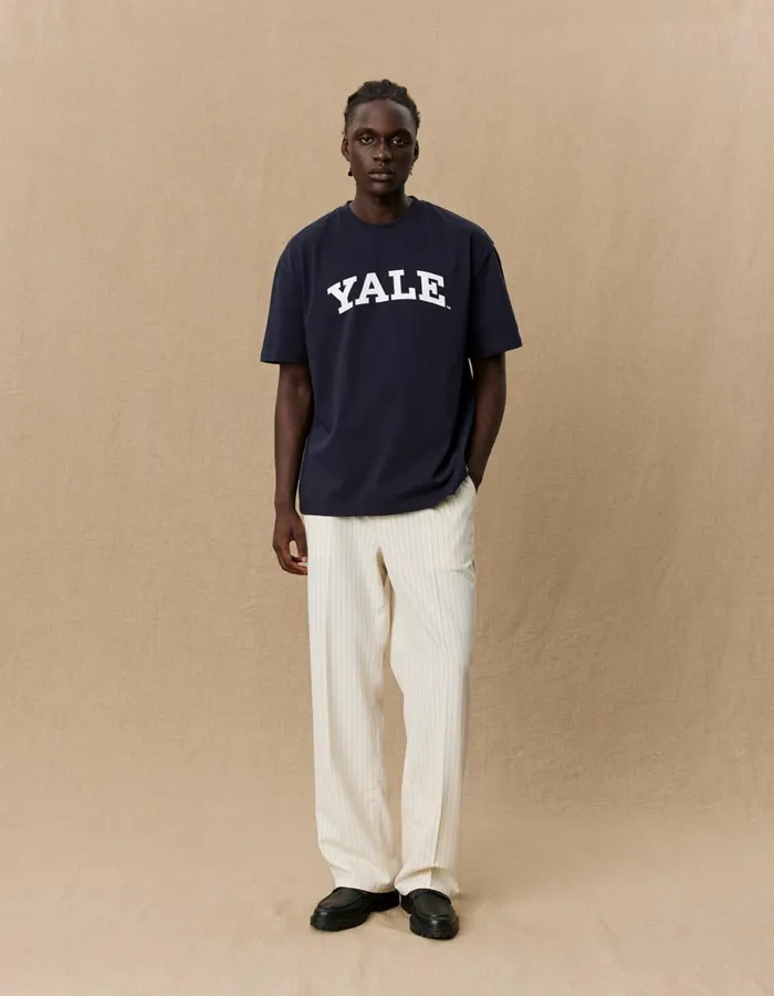 Tshirts Men Les Deux Yale Logo TShirt 8211 Dark Navy