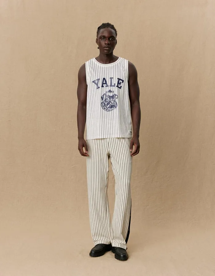 Tshirts Men Les Deux Yale Printed Mesh Tanktop 8211 IvoryDark Navy