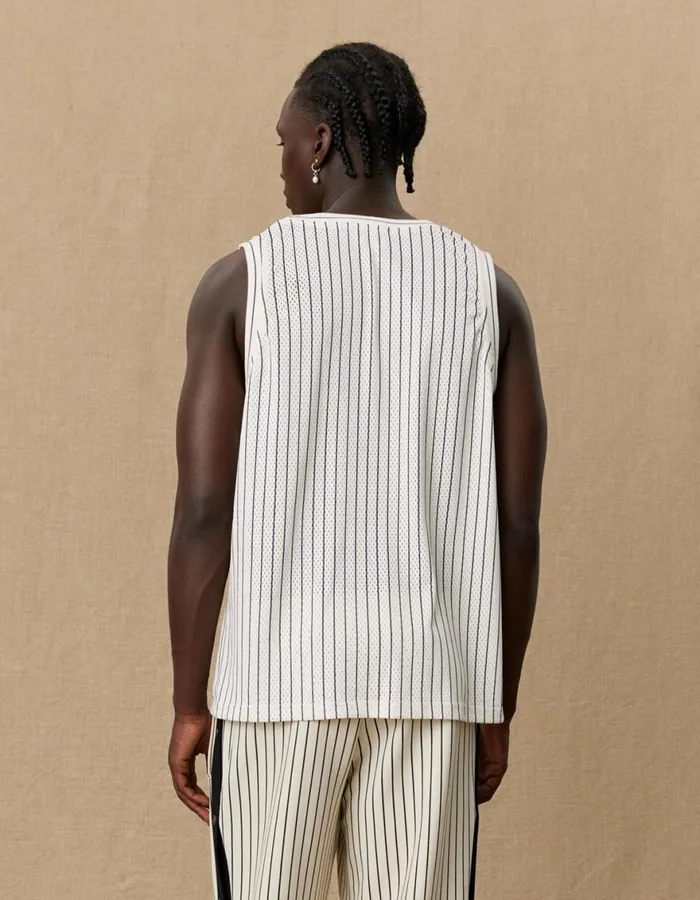 Tshirts Men Les Deux Yale Printed Mesh Tanktop 8211 IvoryDark Navy