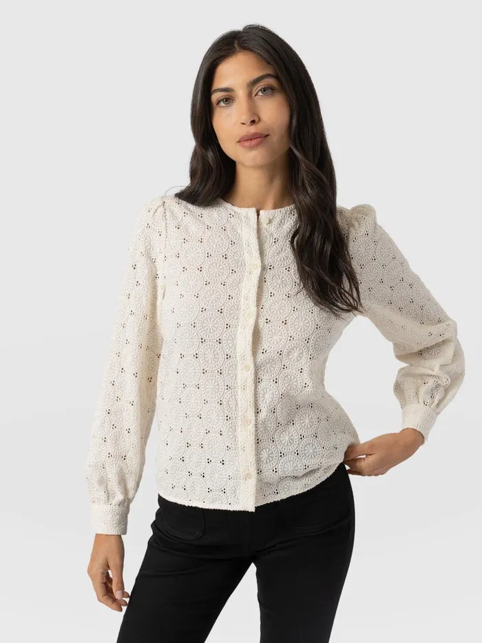 Tabitha Blouse 8211 Cream Broderie Cream Broderie Women Saint And Sofia Blouses and Shirts