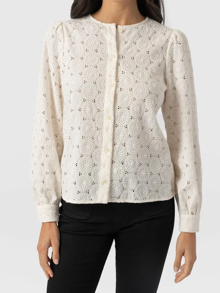 Tabitha Blouse 8211 Cream Broderie Cream Broderie Women Saint And Sofia Blouses and Shirts